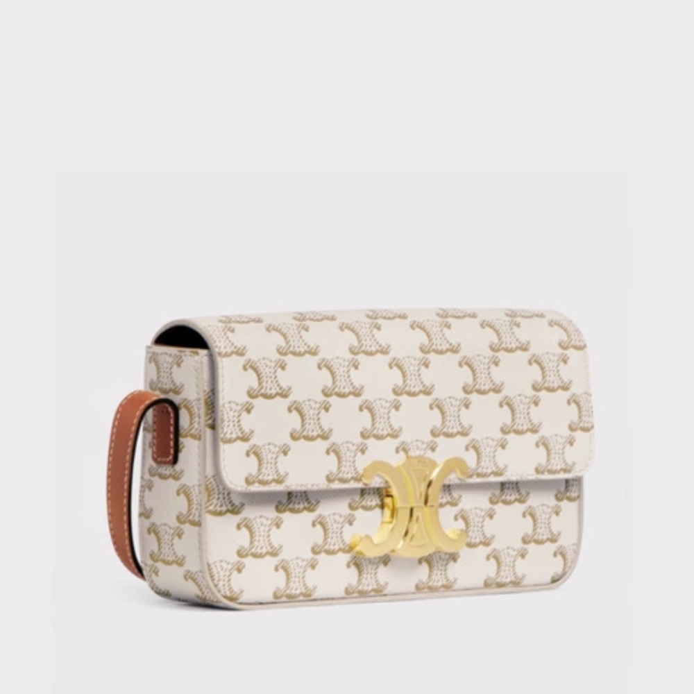 Brand New! Authenticated Celine Triomphe Claude Coated Canvas Shoulder Bag - Picture 9 of 16